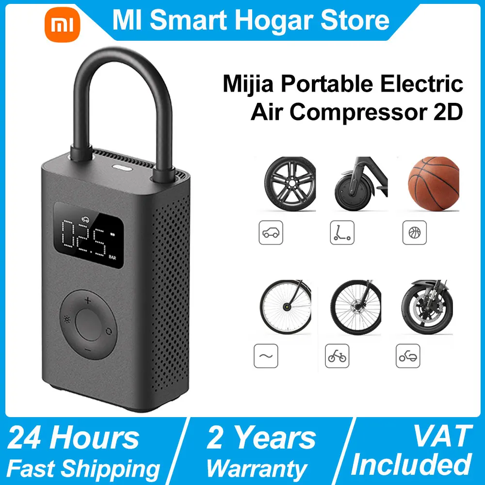 Xiaomi Mijia Portable Electric Air Compressor 2D - przenośna elektryczna pompka do opon z inteligentnym, cyfrowym pomiarem ciśnienia.